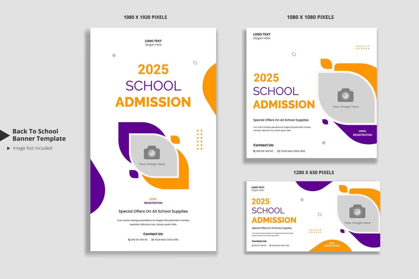 School admission social media and web banner template vector