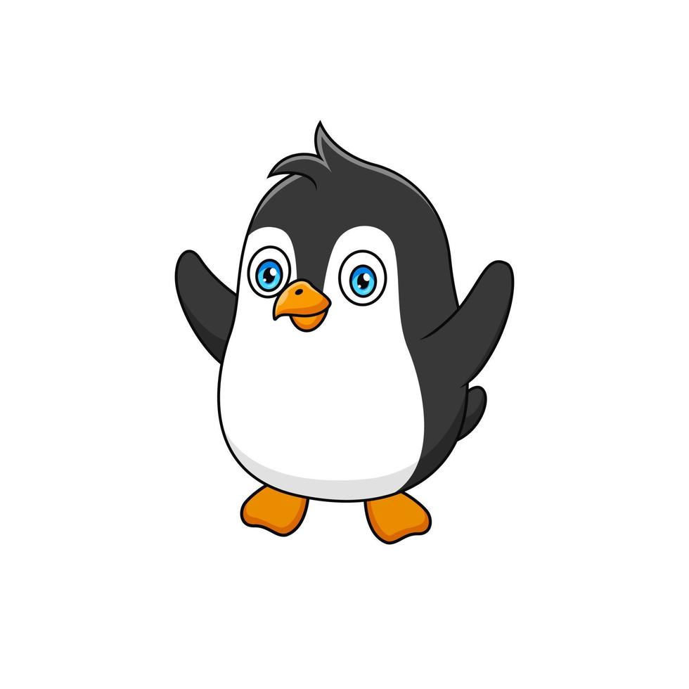 linda caricatura de pingüinos divirtiéndose. ilustración vectorial dibujos animados de animales lindos vector