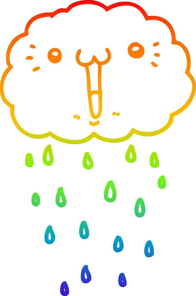 rainbow gradient line drawing cartoon cloud vector