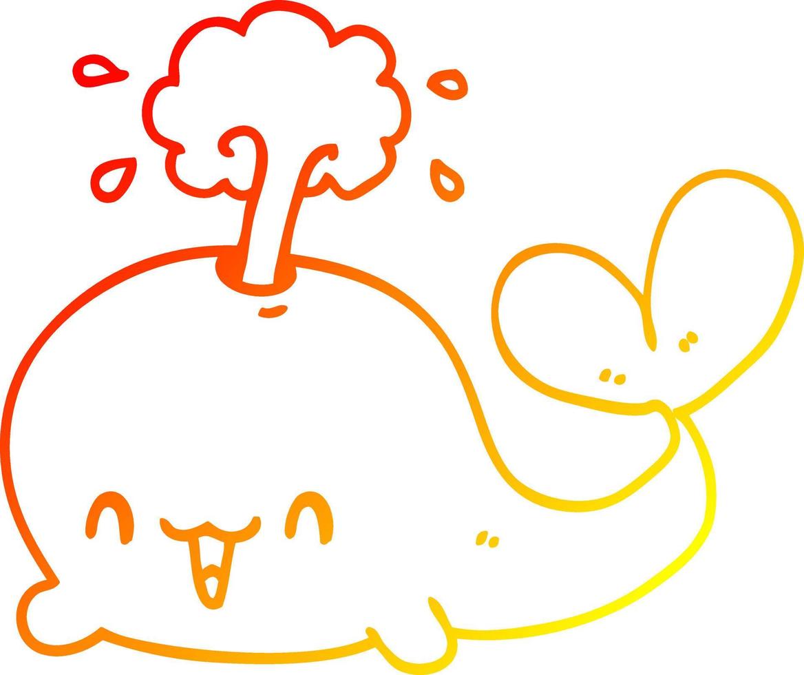 warm gradient line drawing cartoon whale vector