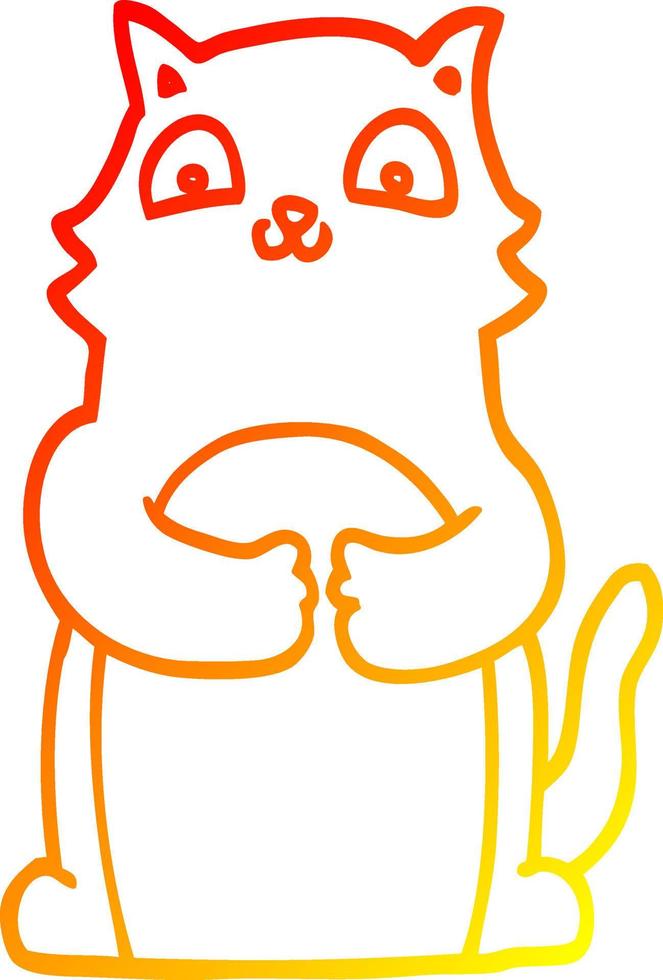 warm gradient line drawing cartoon cat vector