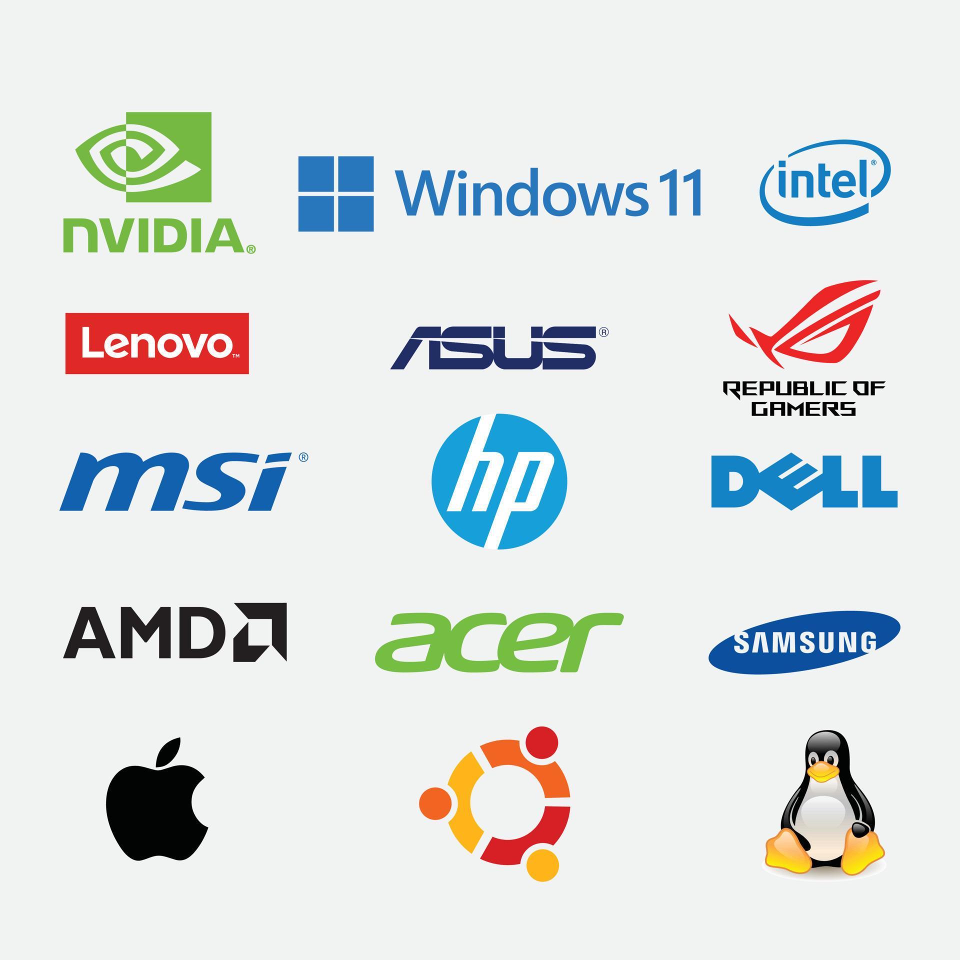logotipos de marcas de computadoras colección de iconos editoriales de