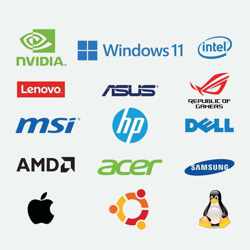 logotipos de marcas de computadoras colección de iconos editoriales de
