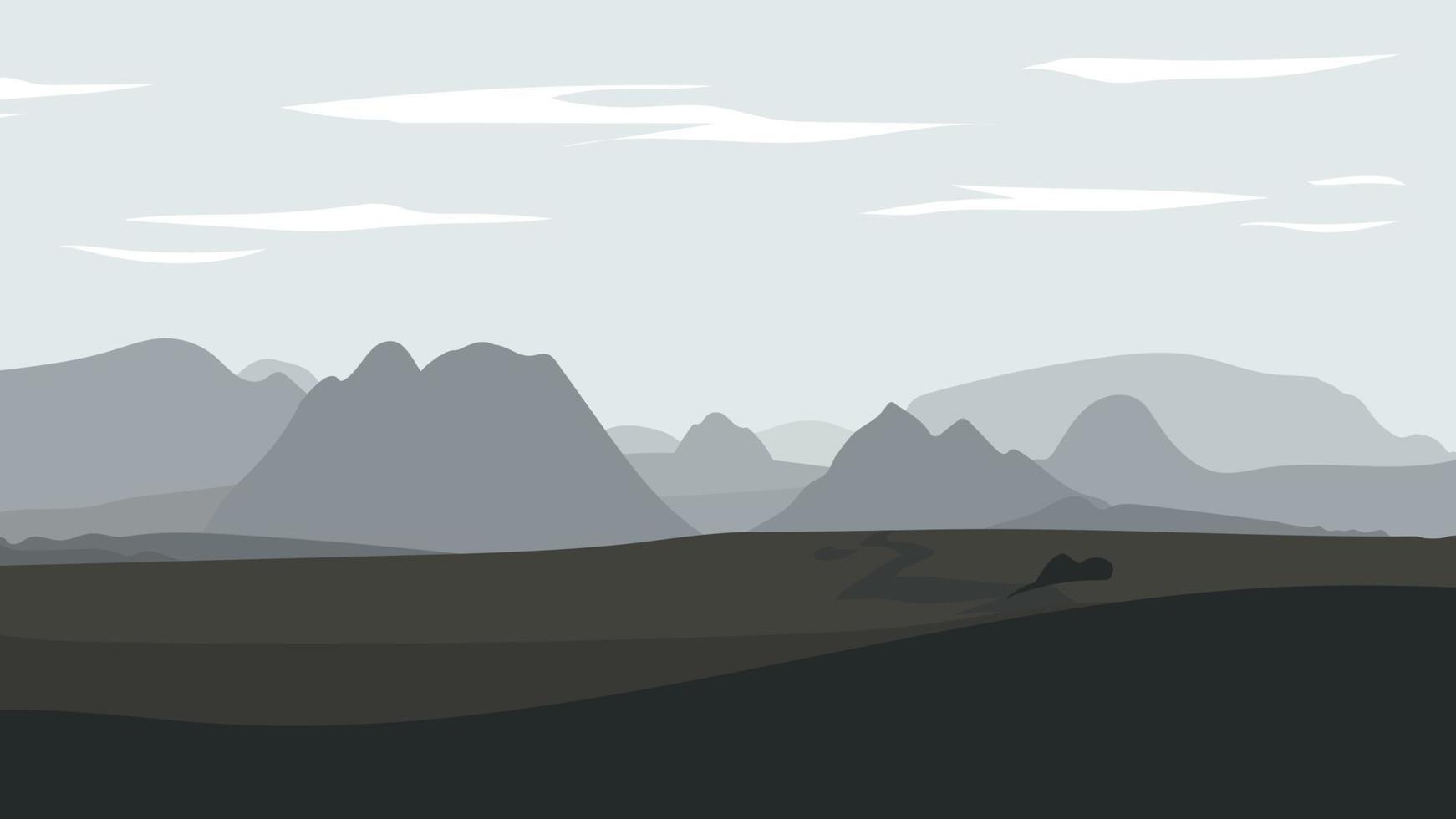 Landscape with desert with rocks and mountains. vector