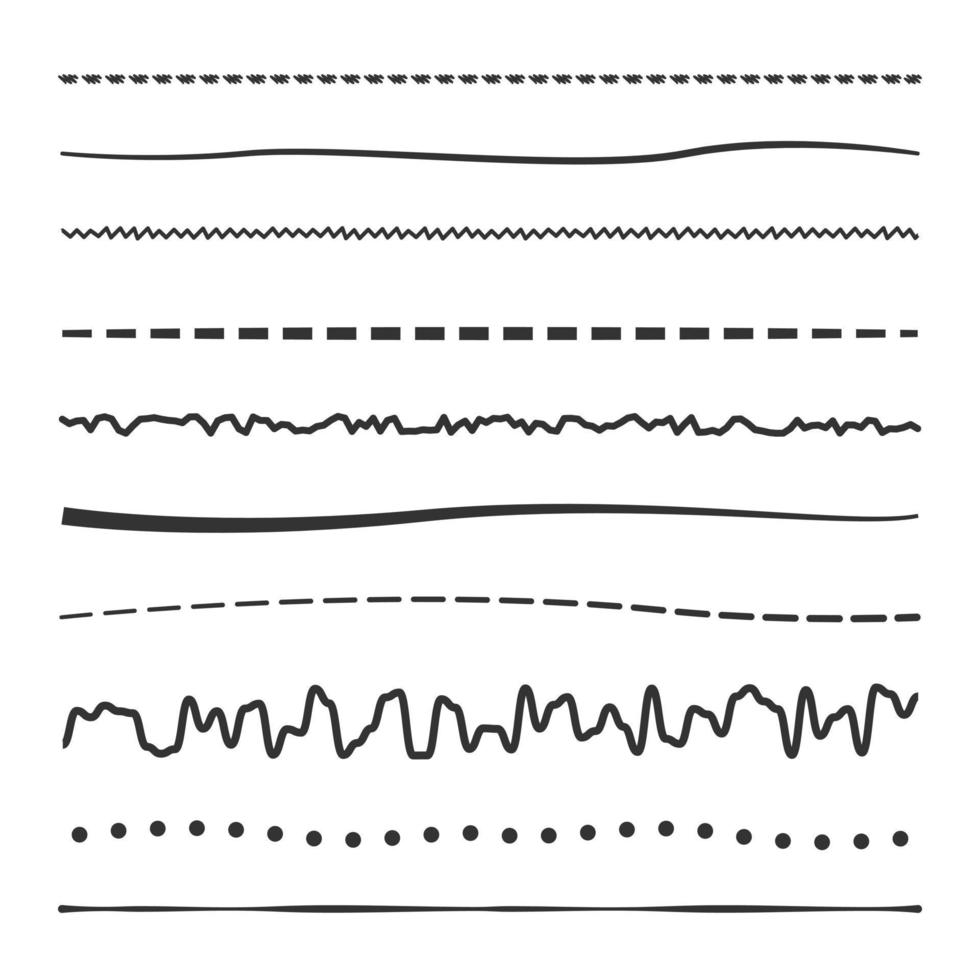 colección de líneas individuales escritas a mano en diferentes estilos. vector