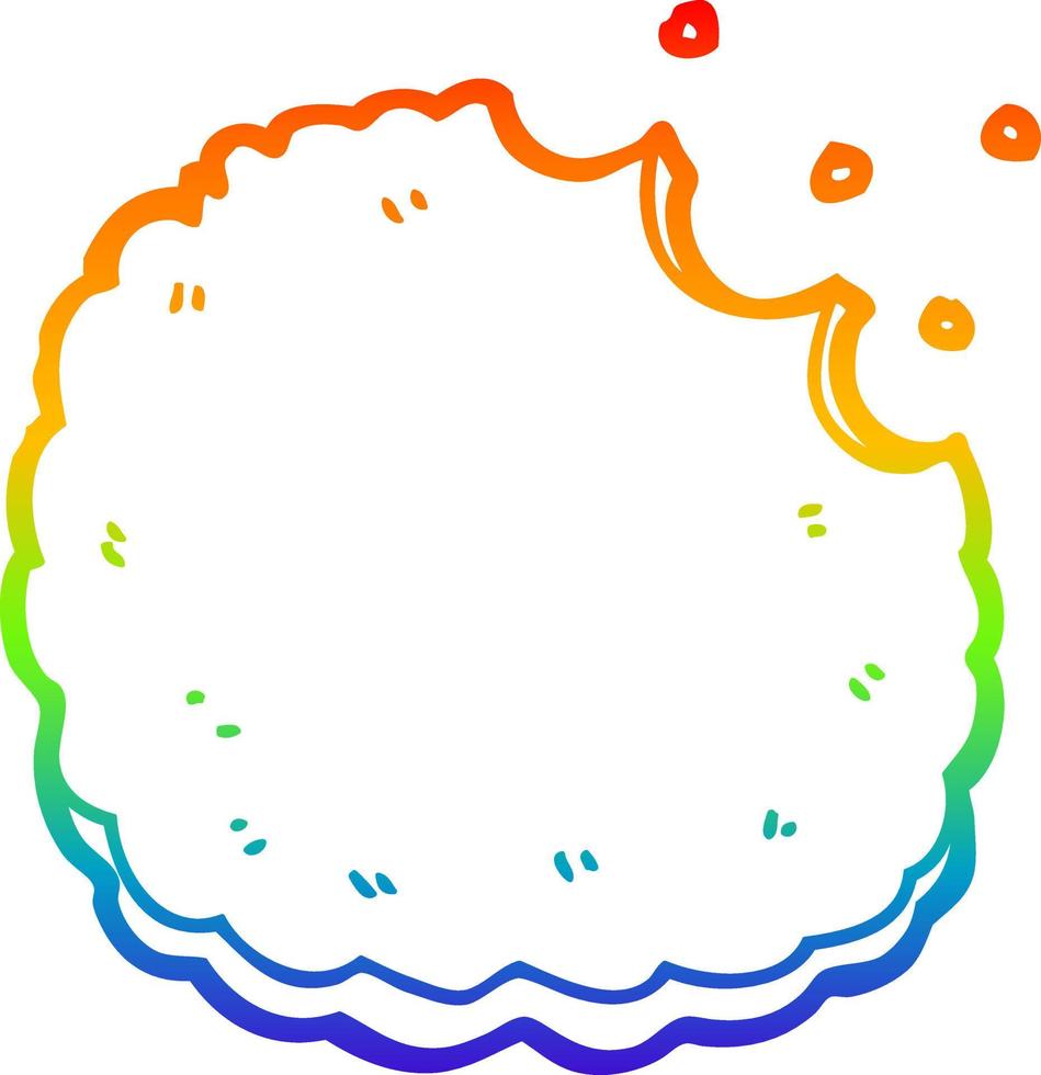 galleta de dibujos animados de dibujo de línea de gradiente de arco iris vector