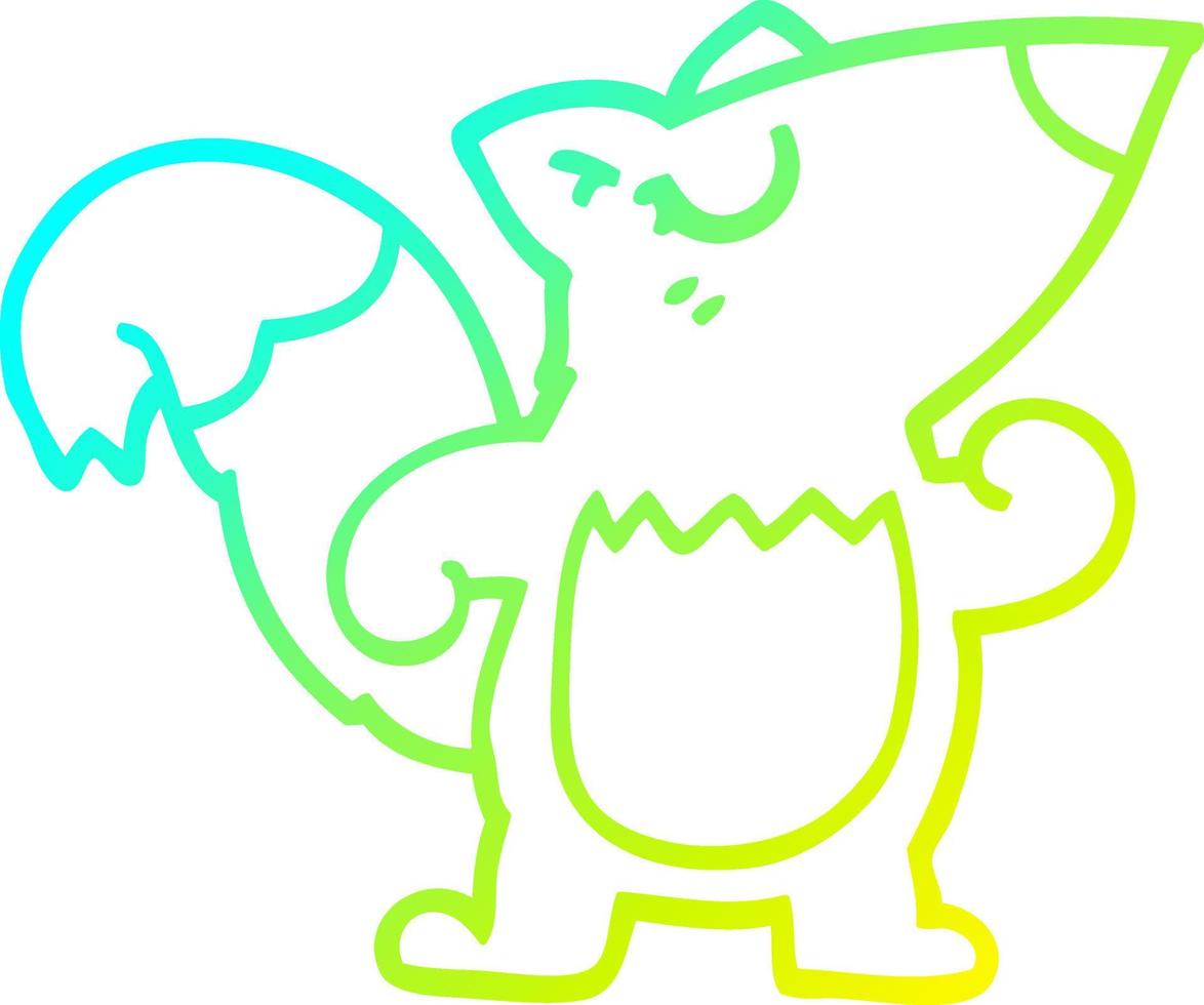 cold gradient line drawing cartoon confident squirrel vector