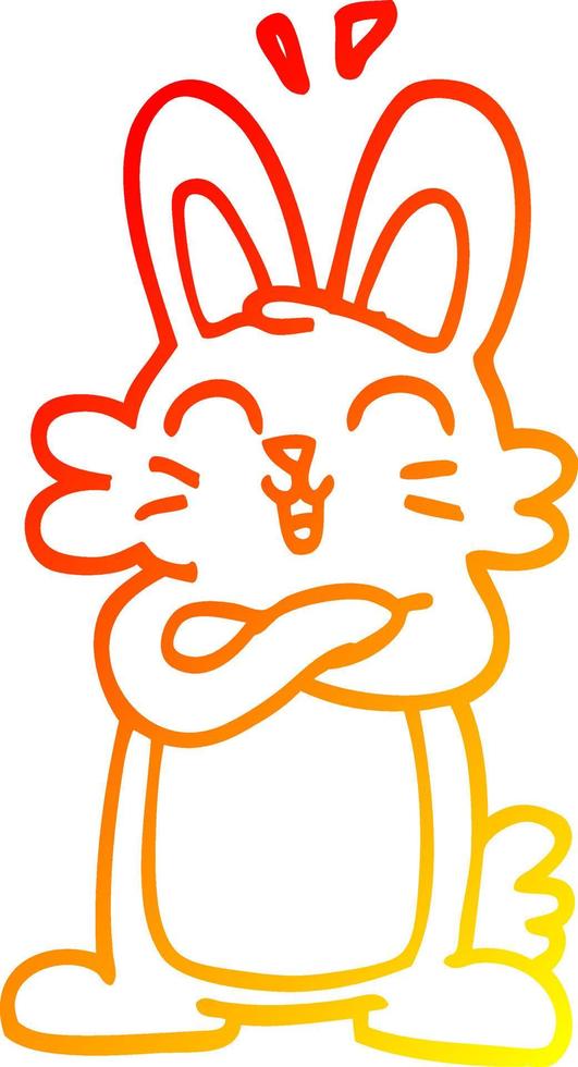 warm gradient line drawing cartoon cute bunny vector