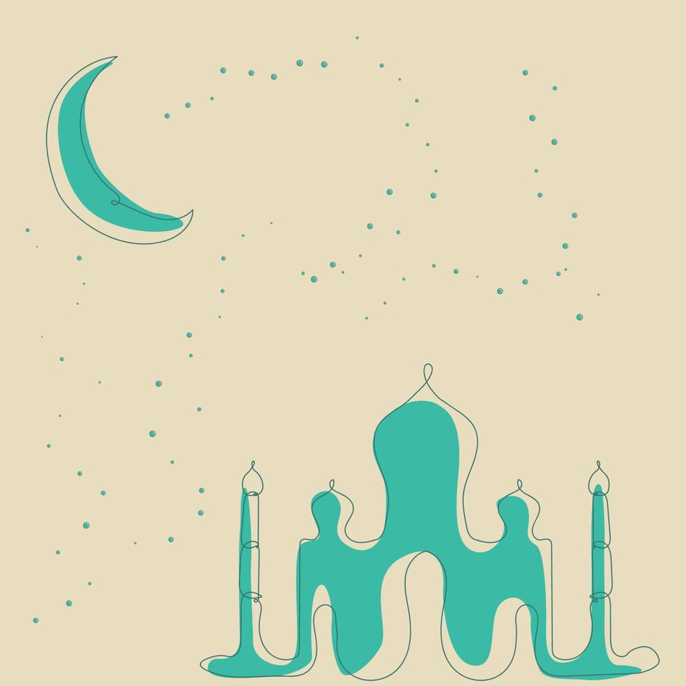 mosque template copy space and moon for setup your PPT website and another vector