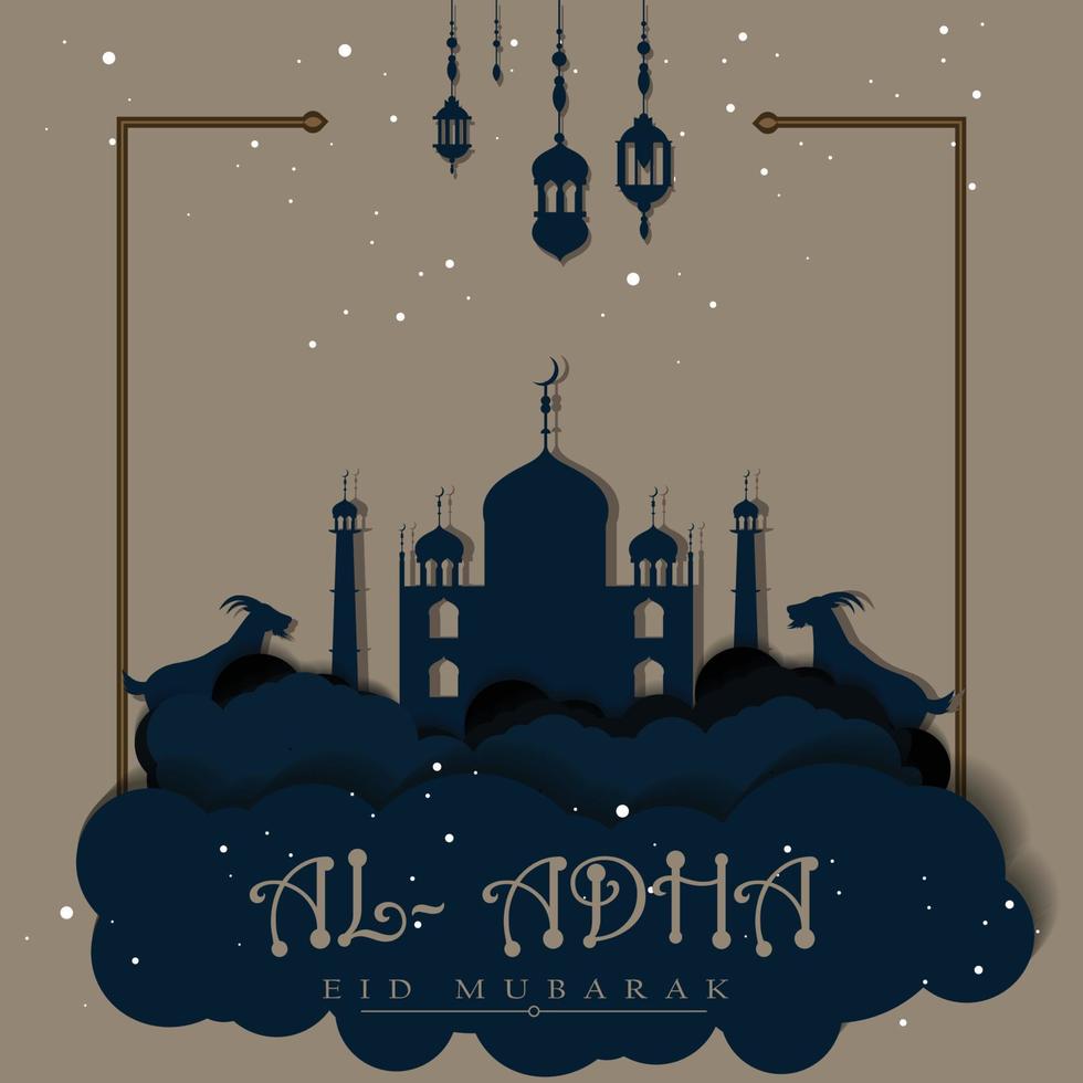 happy eid adha mubarok for muslim celebration vector