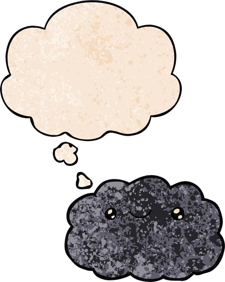 cartoon cloud and thought bubble in grunge texture pattern style vector