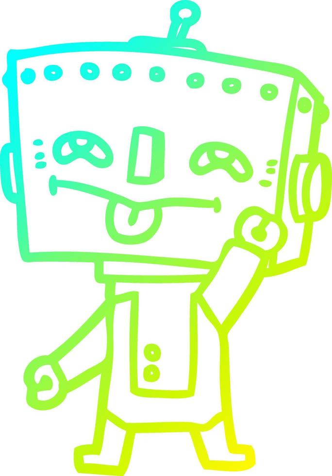 cold gradient line drawing cartoon robot vector