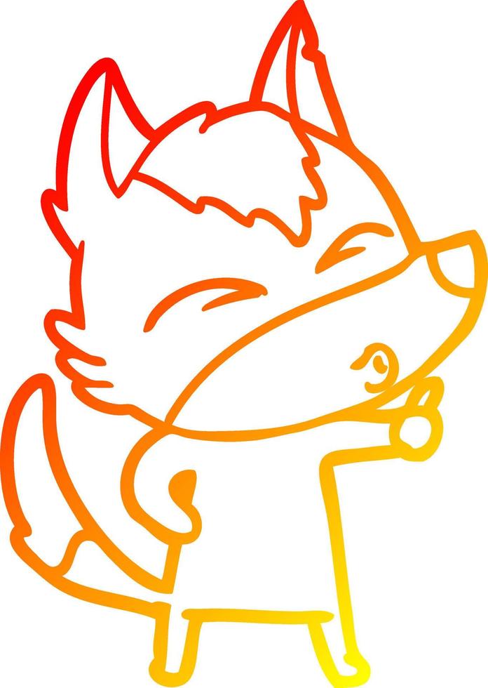 warm gradient line drawing cartoon wolf pouting vector