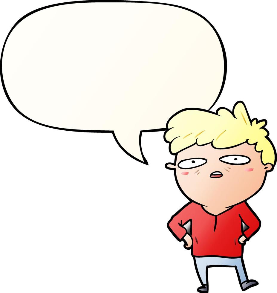 cartoon impatient man and speech bubble in smooth gradient style vector