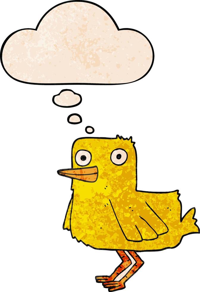 cartoon duck and thought bubble in grunge texture pattern style vector