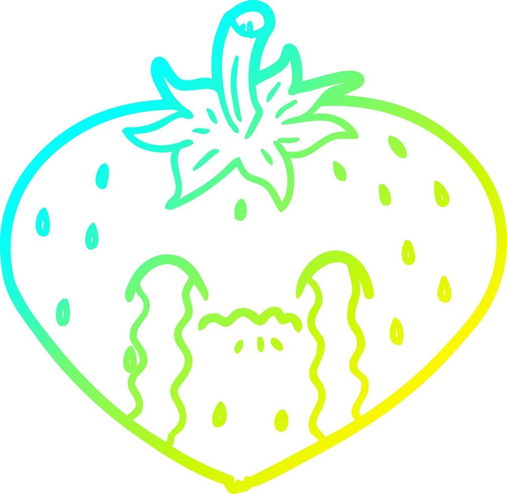 cold gradient line drawing cartoon strawberry vector