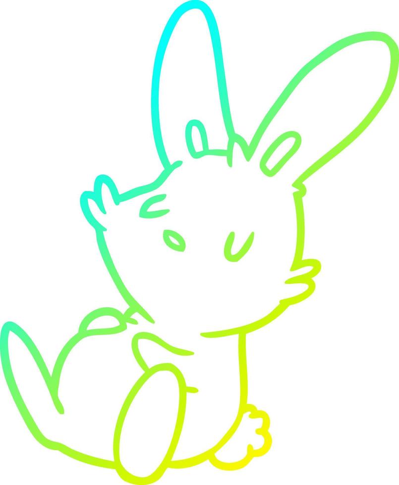 cold gradient line drawing cute rabbit sleeping vector
