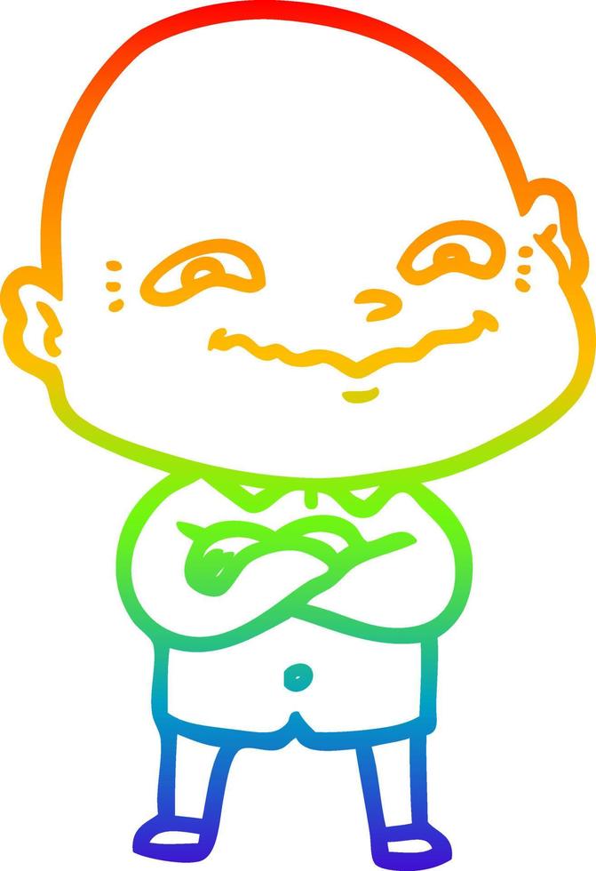rainbow gradient line drawing cartoon creepy guy vector