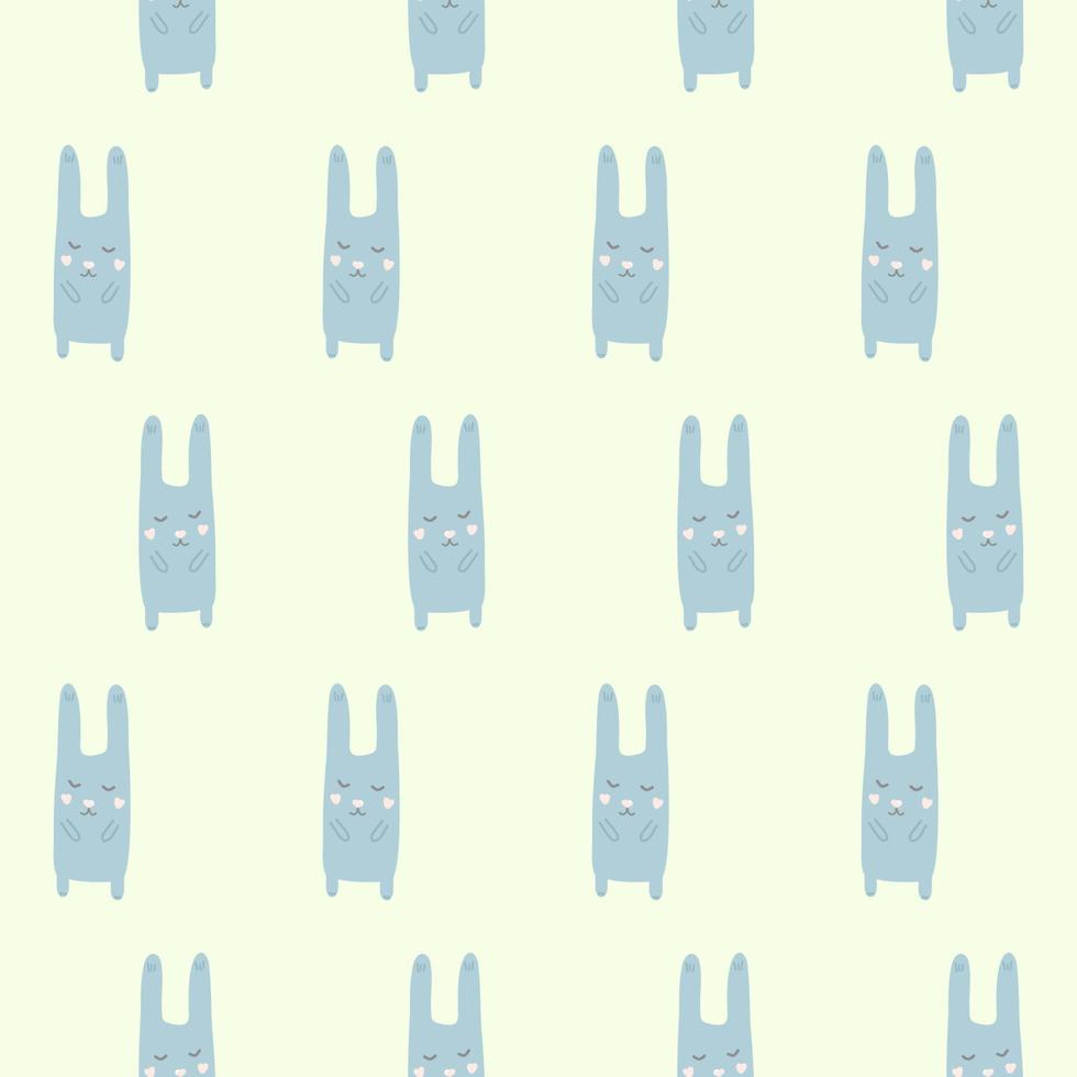 Cute baby pattern with bunnies. Blue rabbits on a pattern for children's textiles, curtains, backgrounds, wallpapers. vector