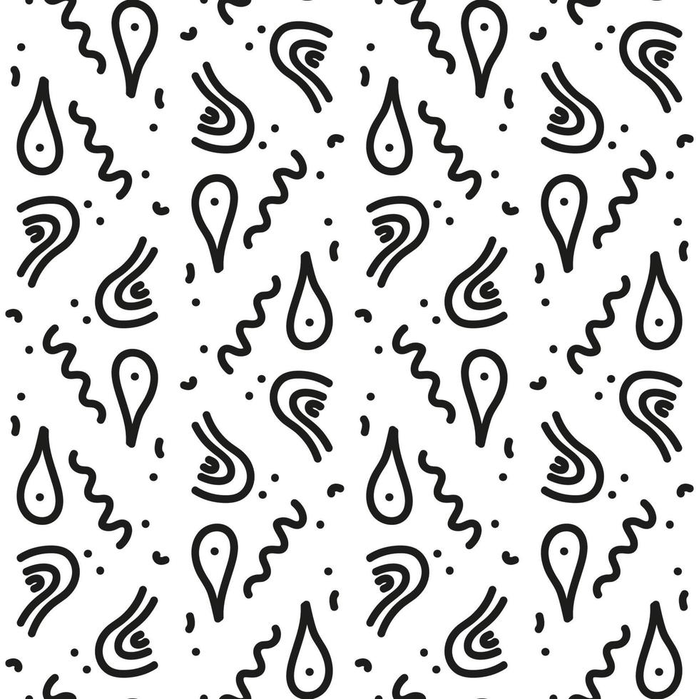 Vector pattern with black graphic elements. Doodle pattern for textiles, fabrics, posters.