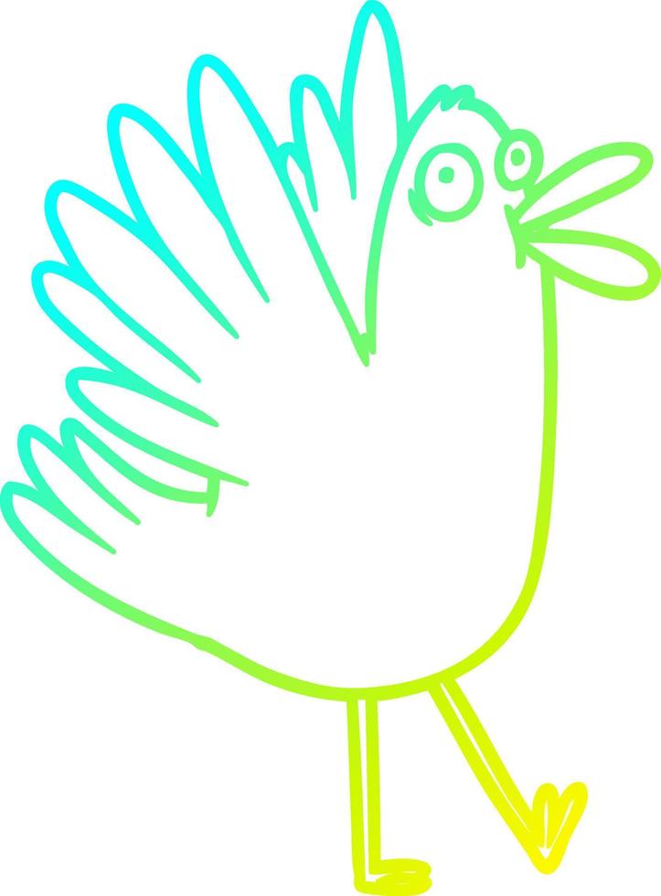 cold gradient line drawing cartoon bird squawking vector