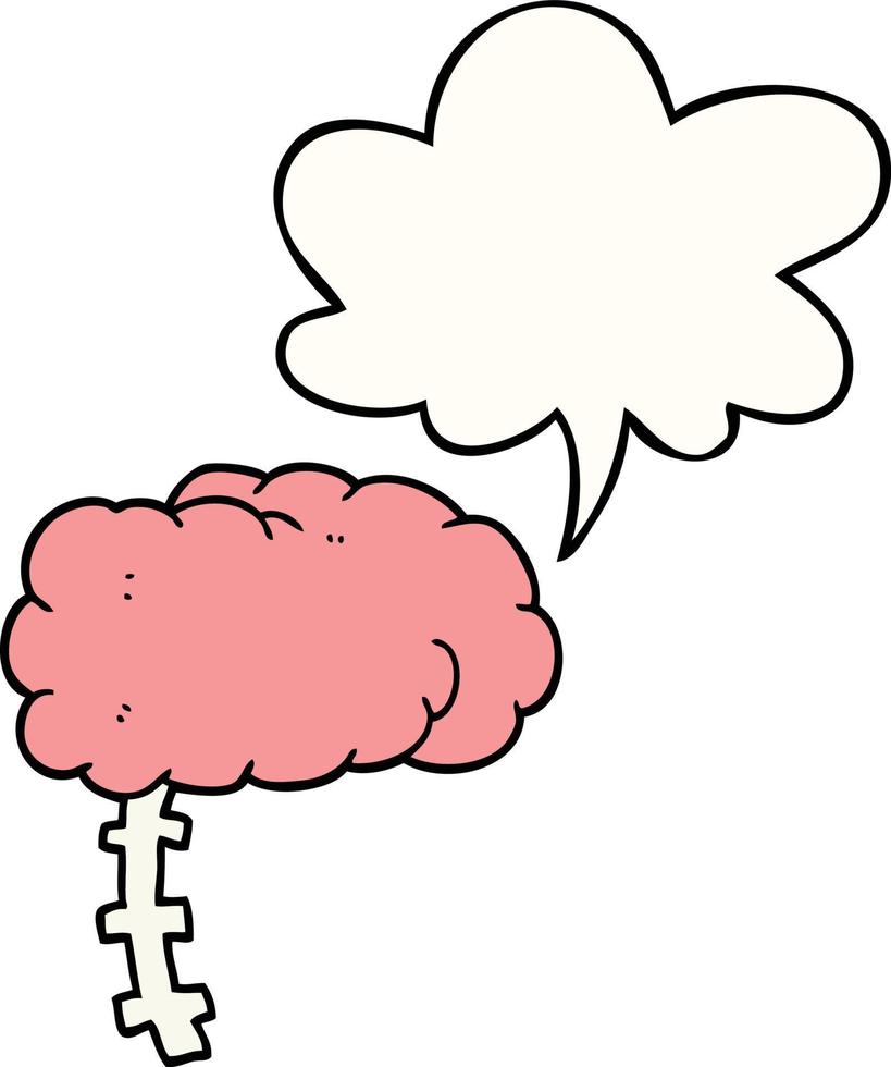 cartoon brain and speech bubble vector