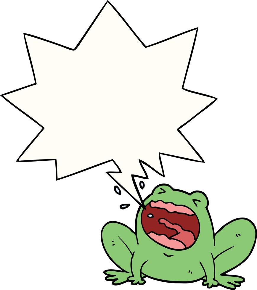 cartoon frog shouting and speech bubble vector