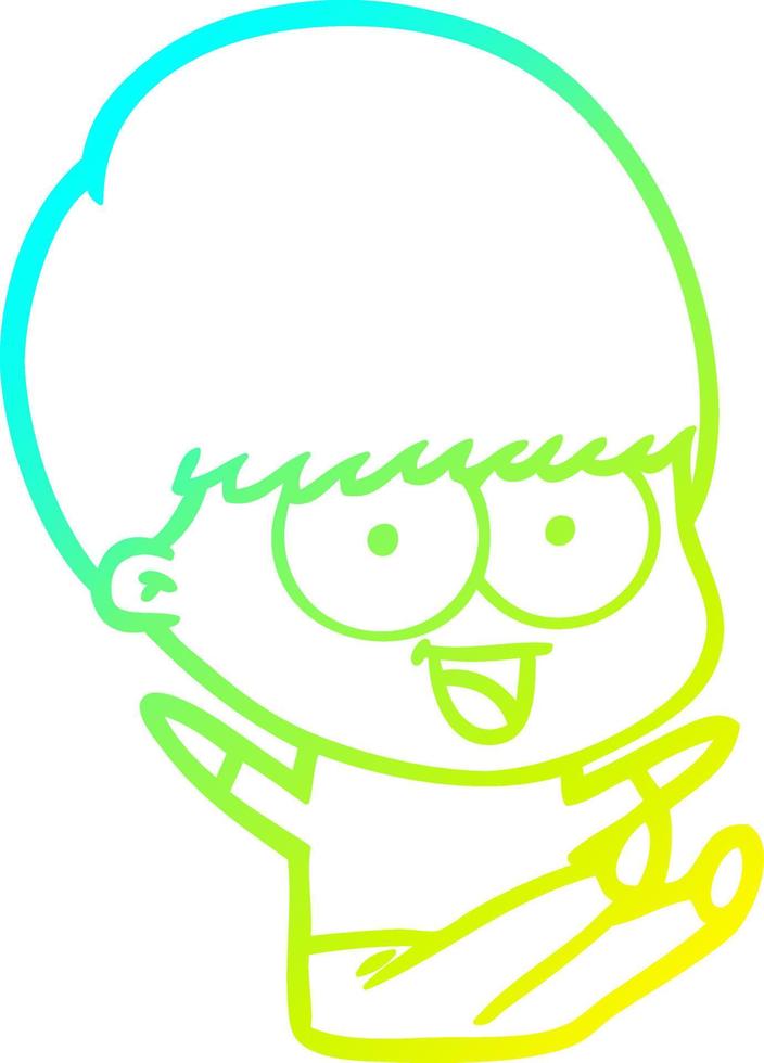 cold gradient line drawing happy cartoon boy vector