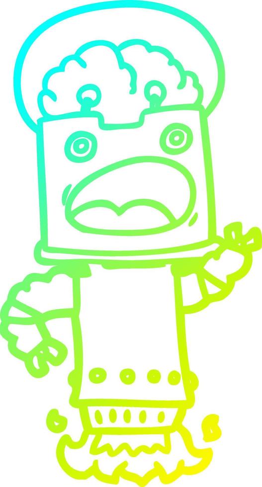 cold gradient line drawing cartoon robot vector
