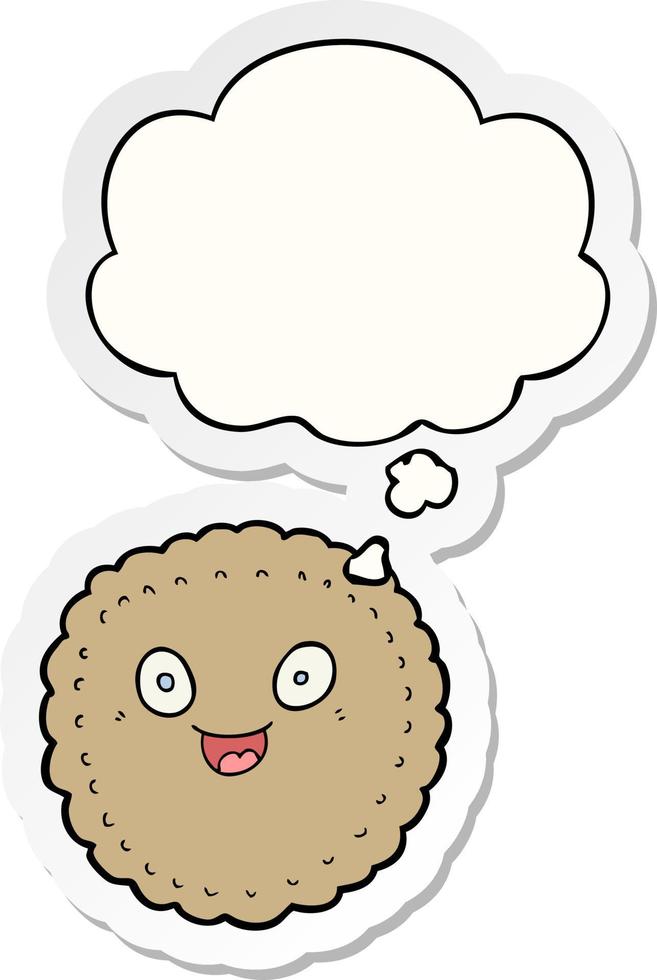 cartoon biscuit and thought bubble as a printed sticker vector