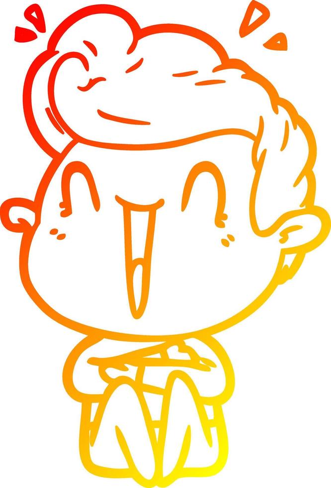 warm gradient line drawing cartoon excited man vector