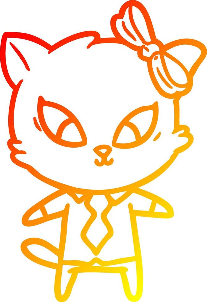 gato de dibujos animados de dibujo de línea de gradiente cálido vector