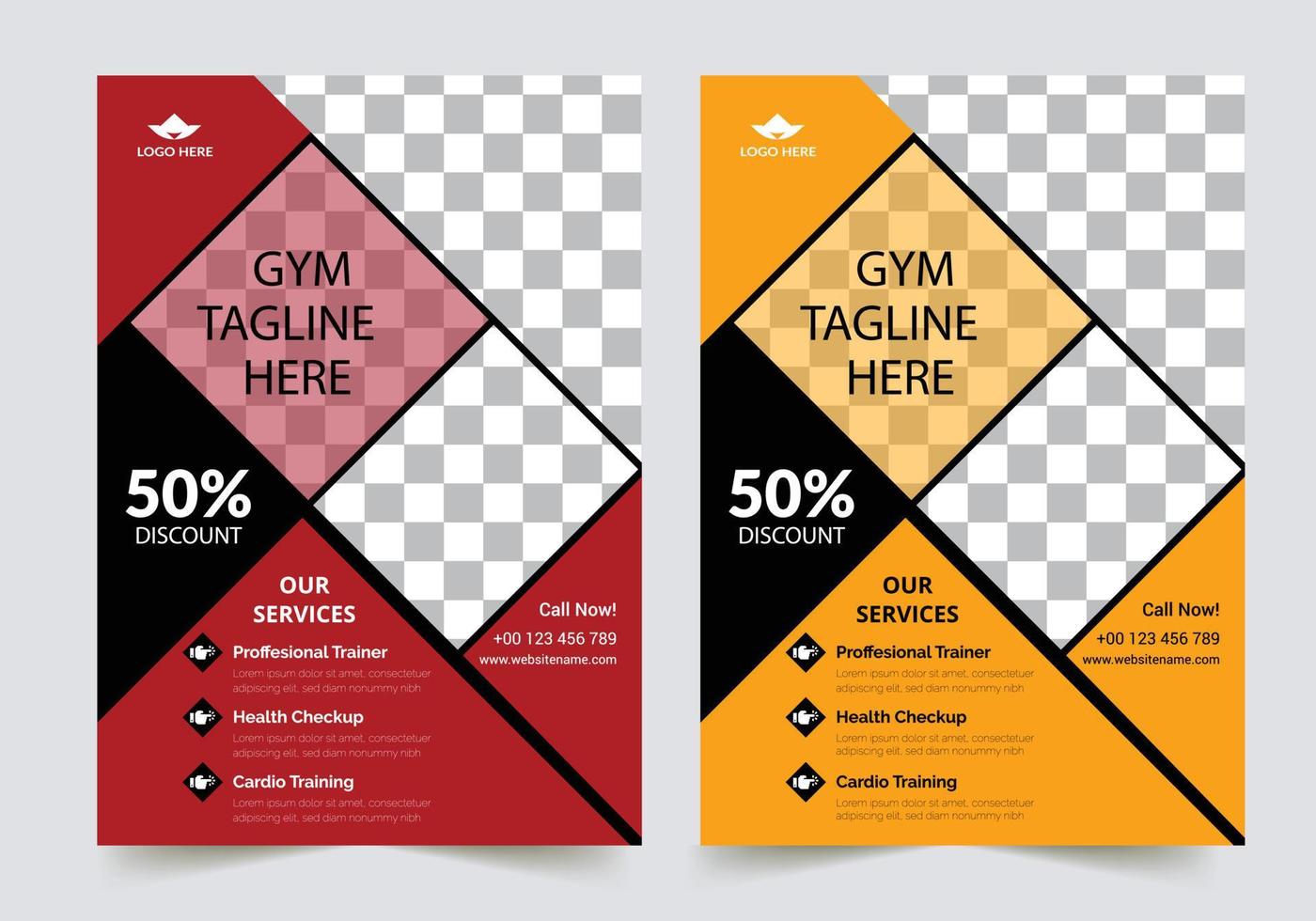 healthy workout fitness body building and gym flyer A4 size corporate template design for annual report company leaflet cover vector