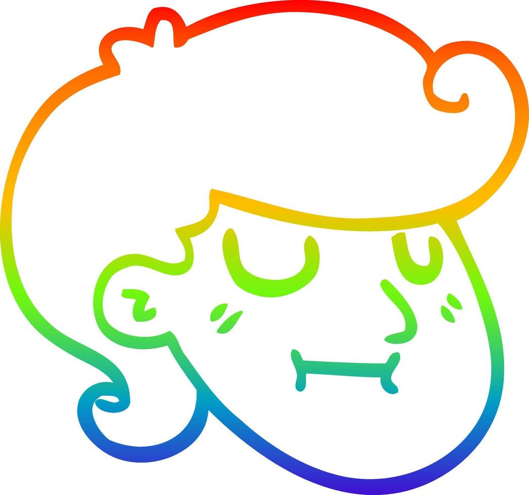 rainbow gradient line drawing cartoon happy blond boy vector