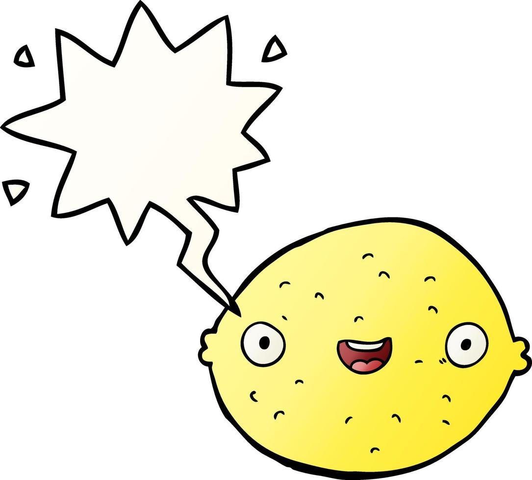 cartoon lemon and speech bubble in smooth gradient style vector