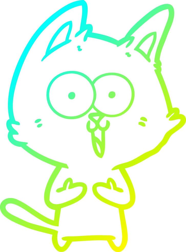 cold gradient line drawing funny cartoon cat vector