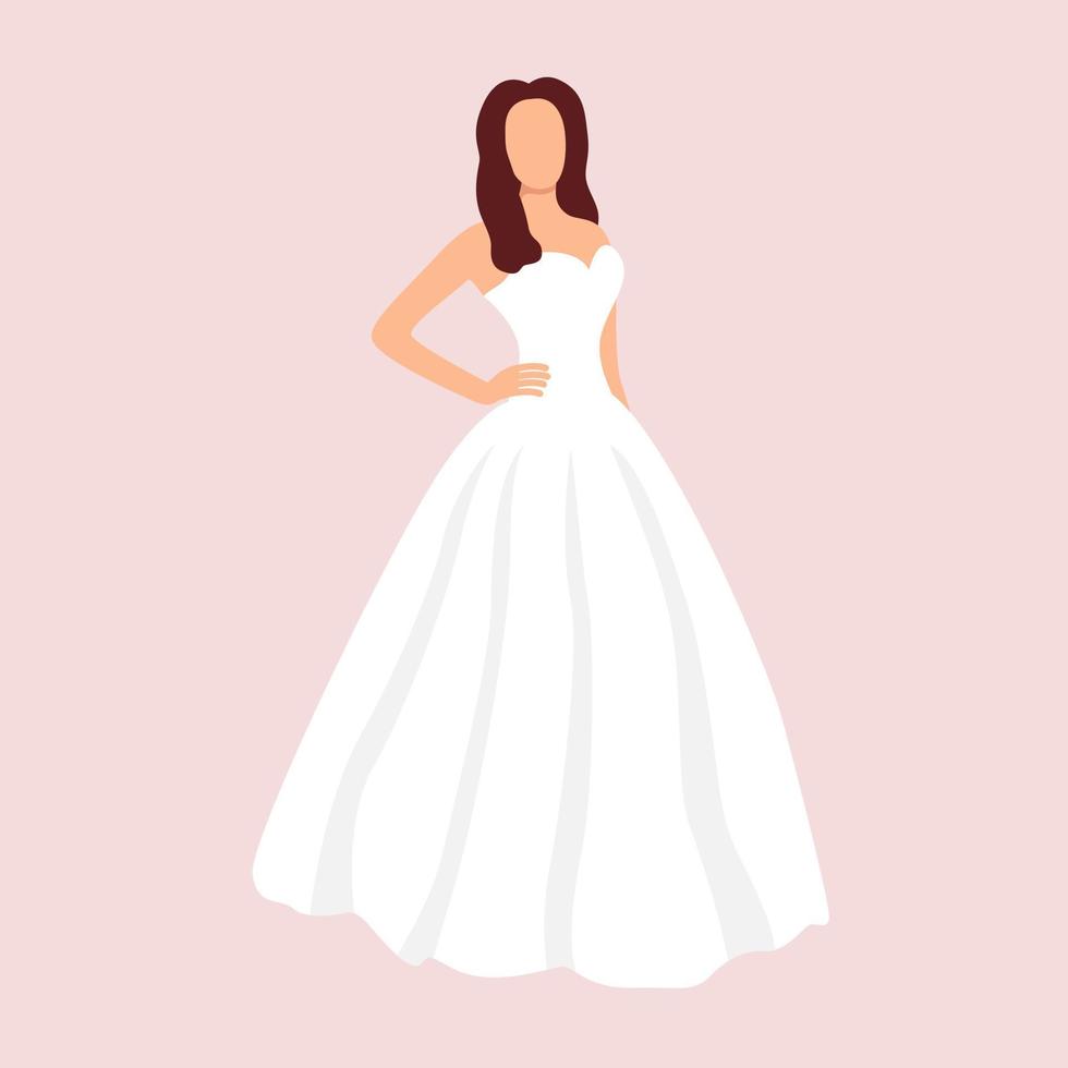 novia en vestido de novia blanco ilustración vectorial vector