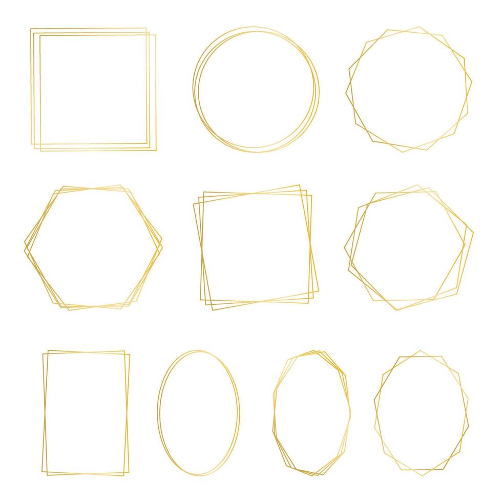 Geometric golden frames set vector