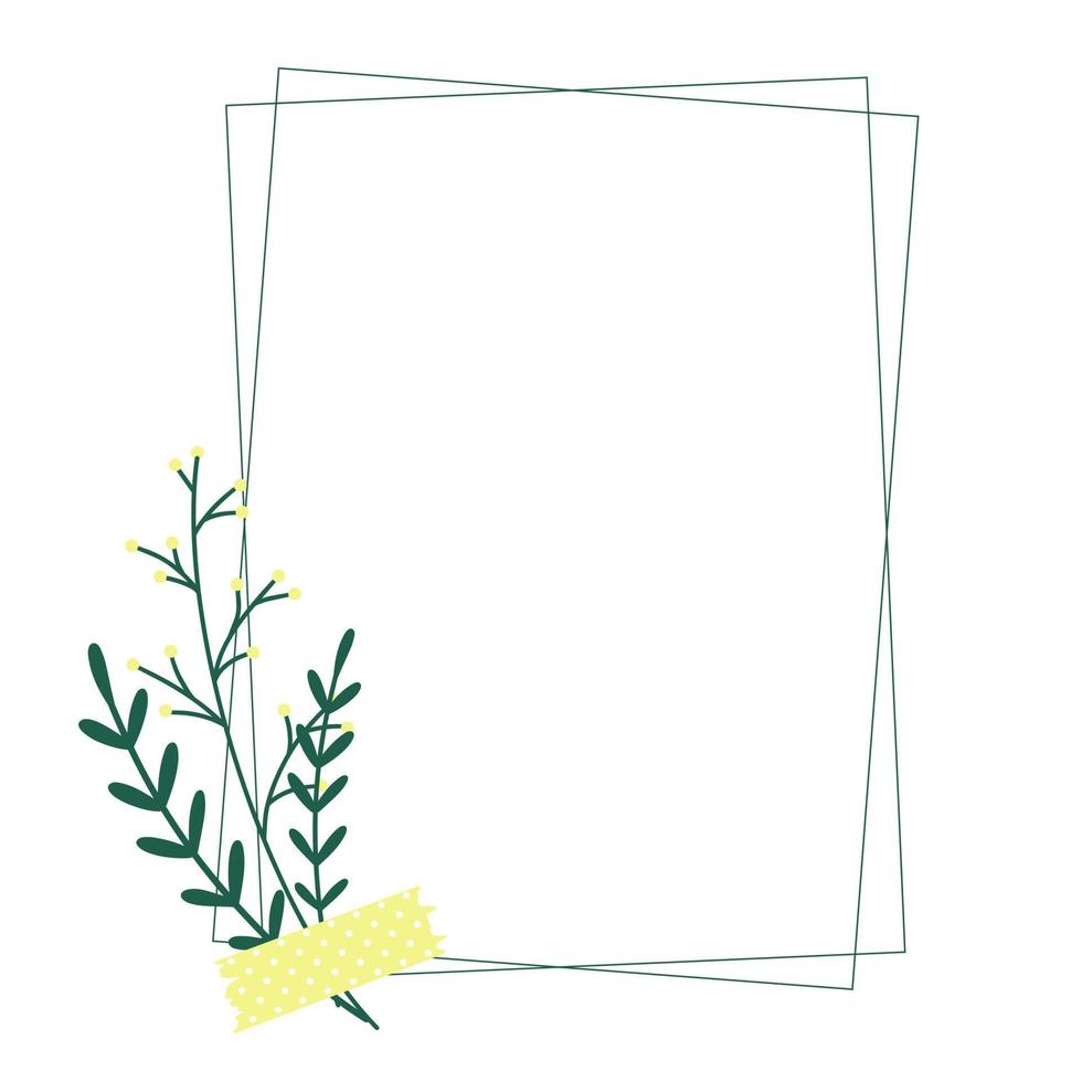 Hand drawn decorative botanical frame with leaves and branches vector
