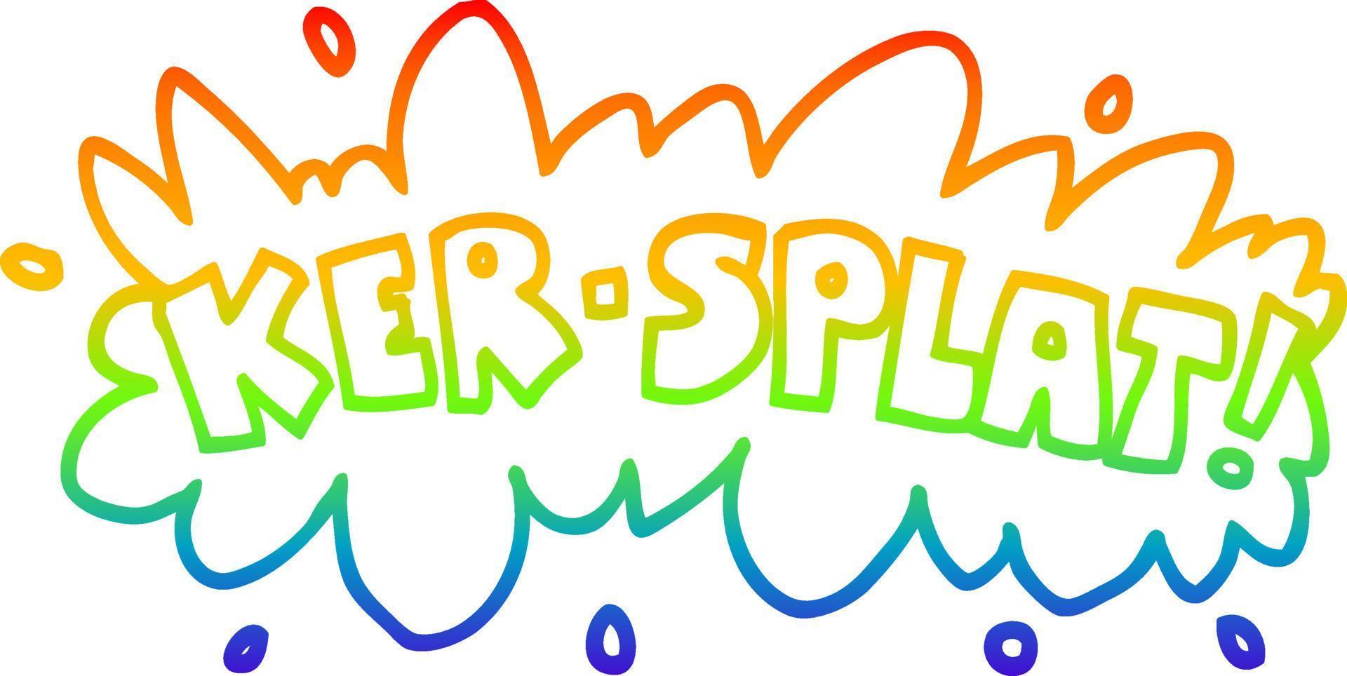 dibujo de línea de gradiente de arco iris texto de dibujos animados ker-splat vector