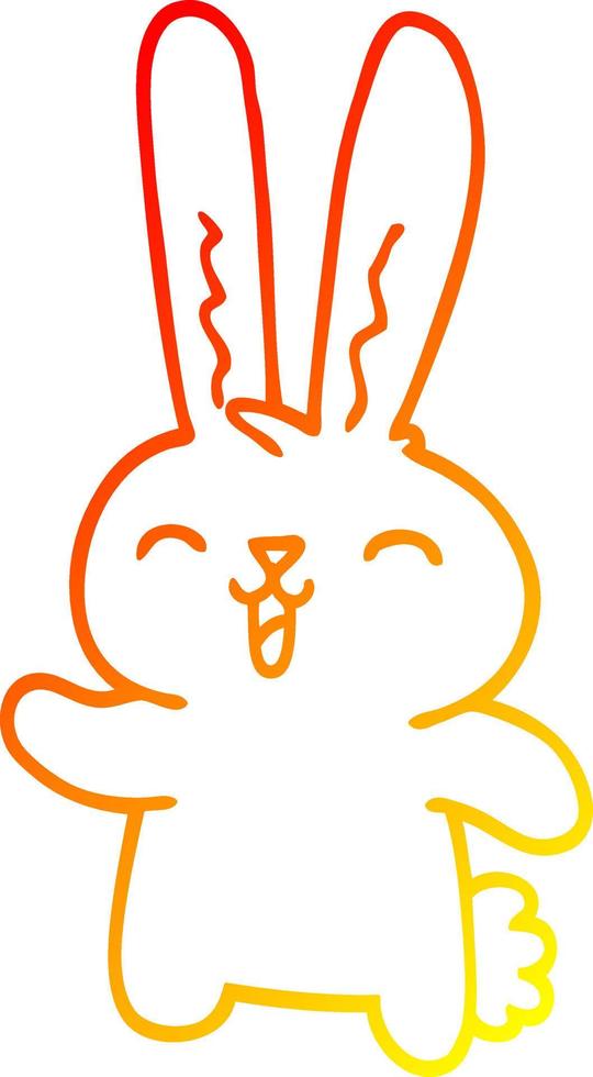 dibujo de línea de gradiente cálido conejo alegre de dibujos animados vector