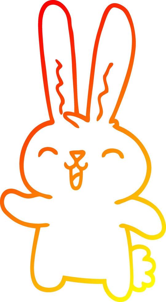 warm gradient line drawing cartoon jolly rabbit vector