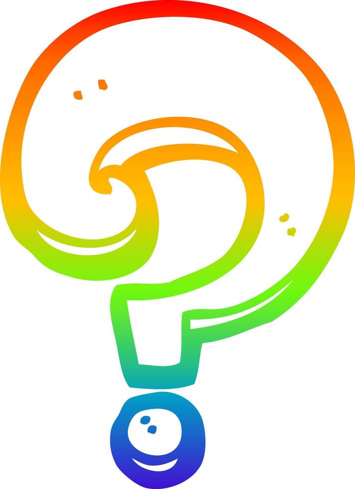 rainbow gradient line drawing cartoon question mark vector