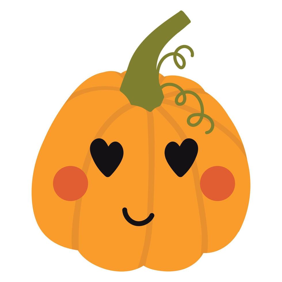 Cute cartoon pumpkin. Vector image of a pumpkin with a face. Halloween decor.
