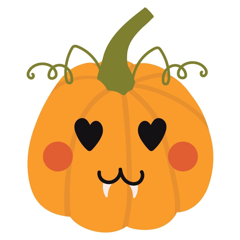 Cute cartoon pumpkin. Vector image of a pumpkin with a face. Halloween decor.