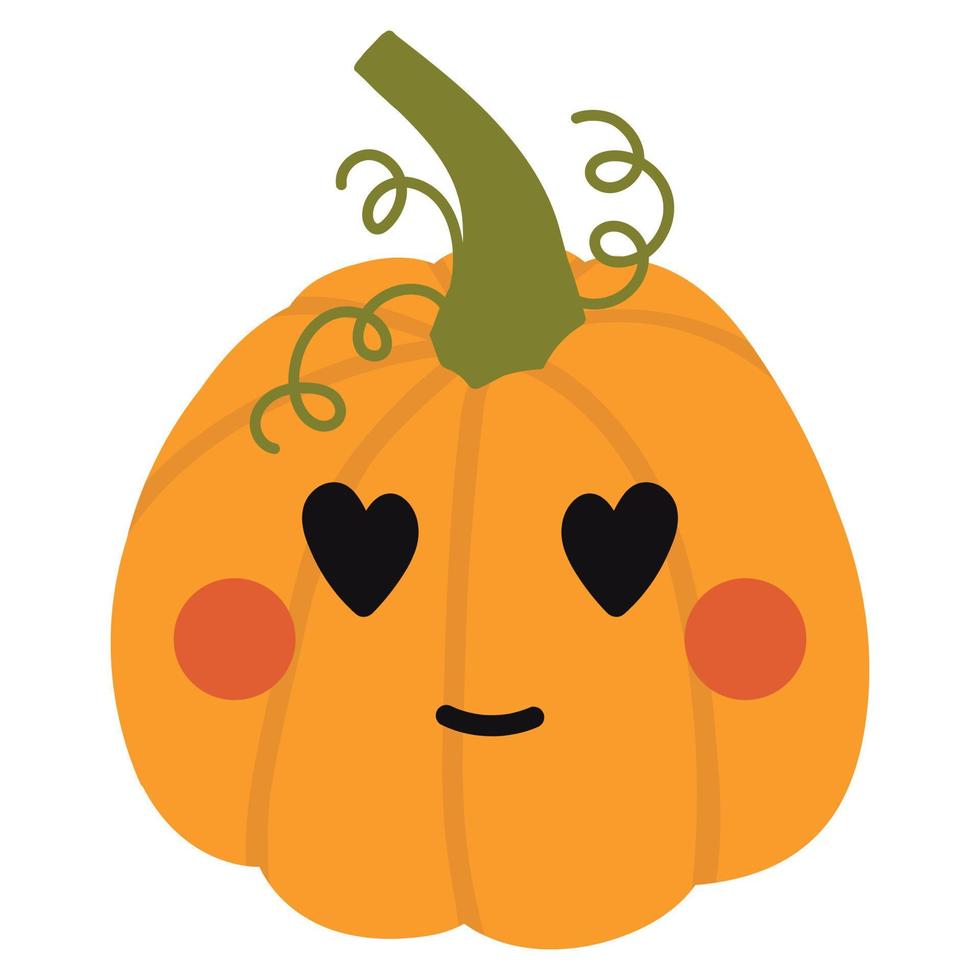 Cute cartoon pumpkin. Vector image of a pumpkin with a face. Halloween decor.