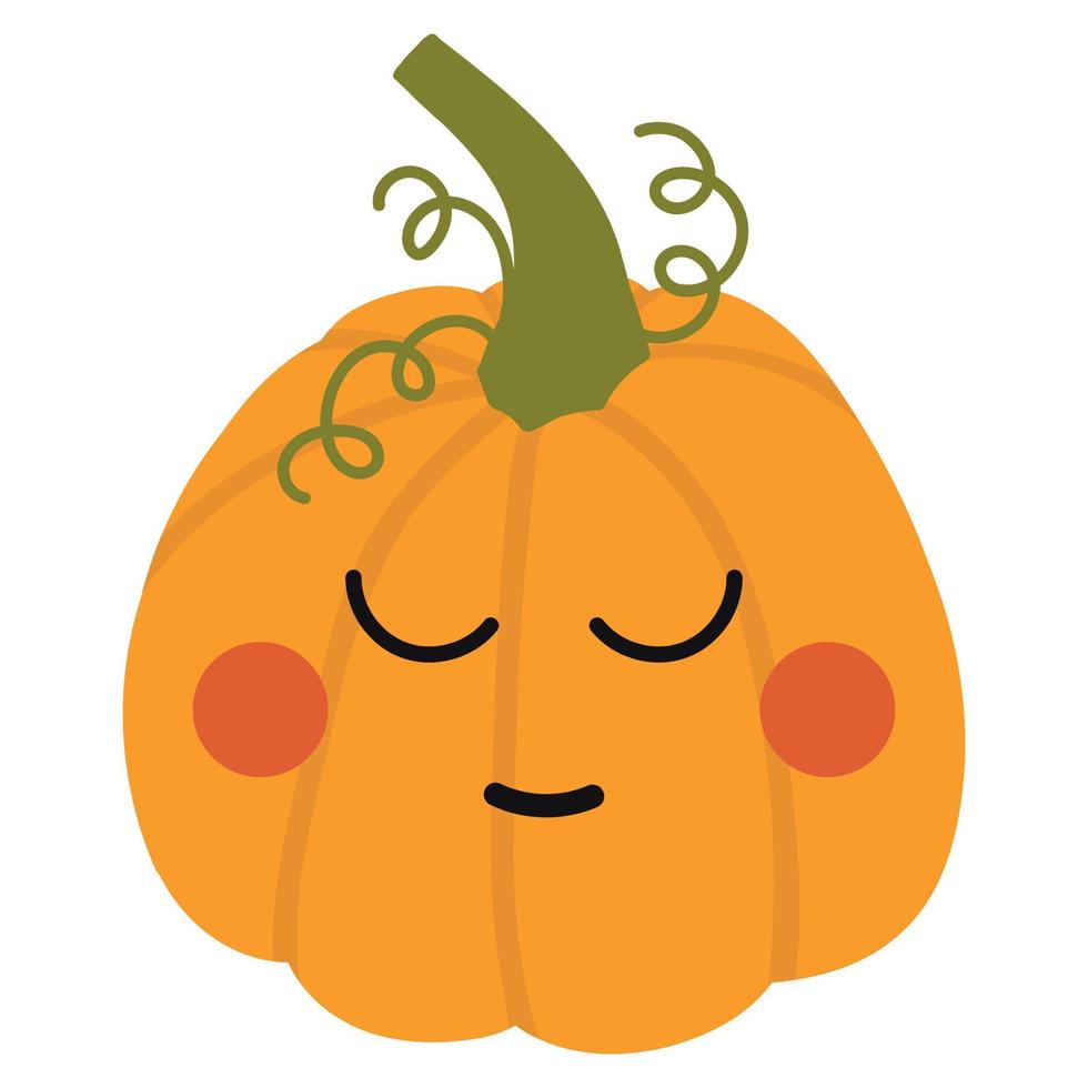 Cute cartoon pumpkin. Vector image of a pumpkin with a face. Halloween decor.