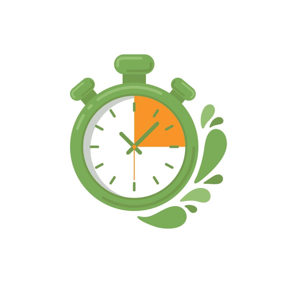 logotipo de tiempo rápido, concepto de velocidad de reloj de parada, entrega rápida, servicios urgentes y urgentes, plazos y retrasos vector