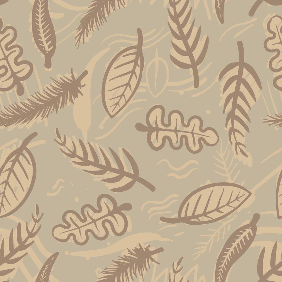 Seamless Hand Drawn Doodle Leaves Wallpaper Background Pattern vector