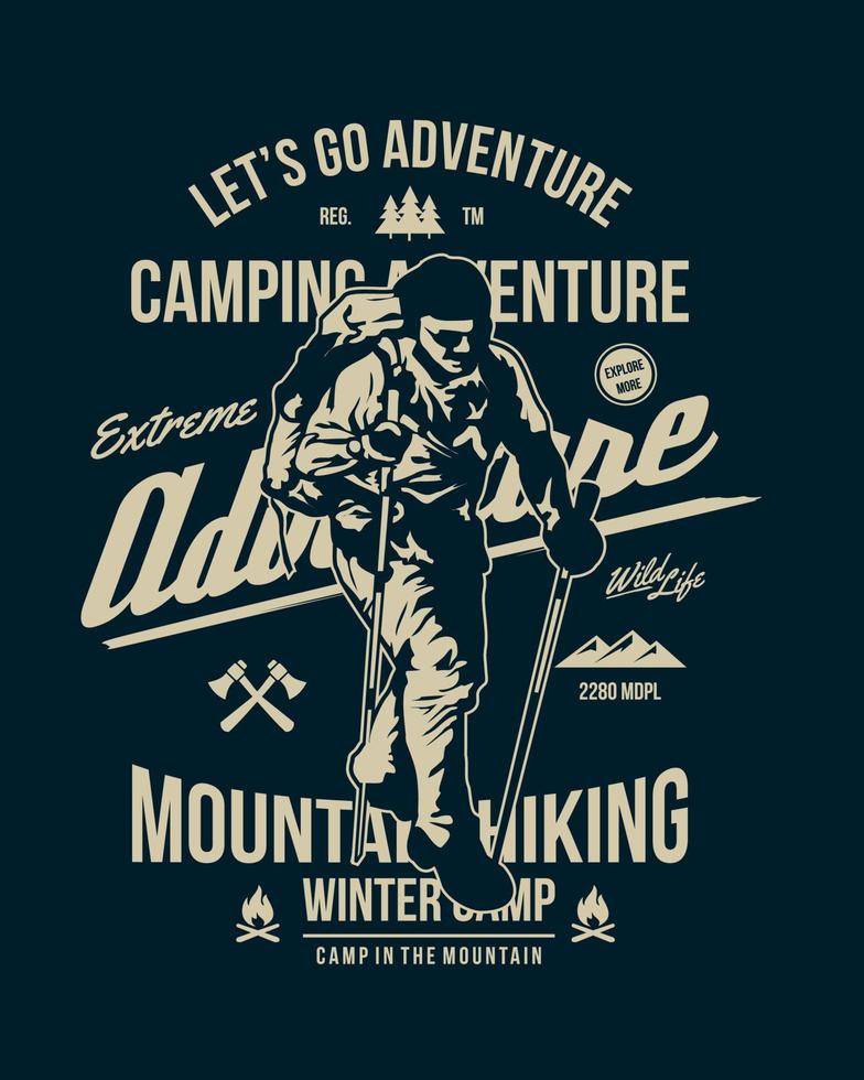 diseño de camiseta de aventura de escalada de montaña vector